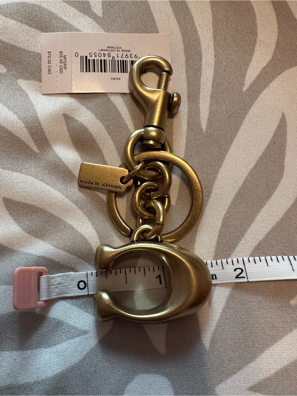 Coach Brass-Tone C Keychain Charm - Picture 5 of 5